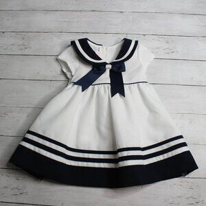 Bonnie Baby Girl's Sailor Dress Size 12 Months White Navy Blue Nautical